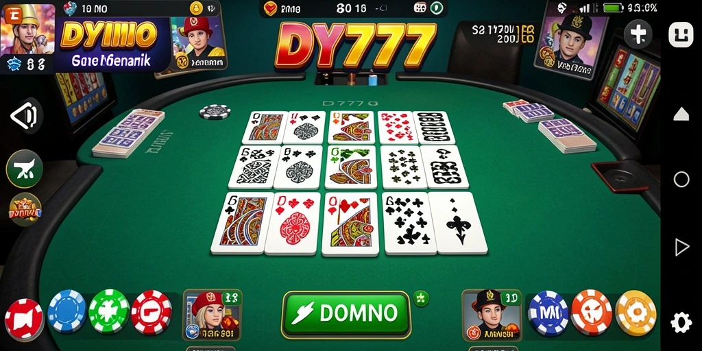 Antarmuka menarik dari game Domino DY777 yang penuh warna.